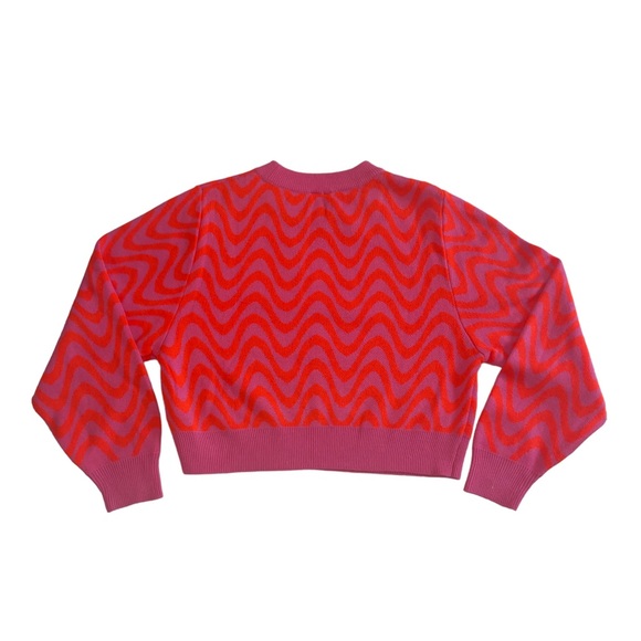 H&M DIVIDED Soft Jacquard Knit Pink & Orange Crewneck Sweater  Small - Picture 4 of 6